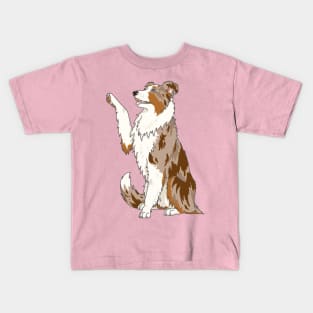 Red tri color merle border collie Kids T-Shirt